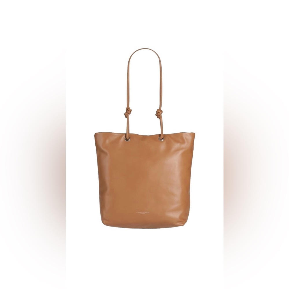 NWT Gianni Chiarini Designer Camel Brown Leather Adjustable Handle Tote Bag